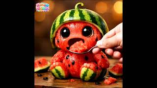 Cute Watermelon Baby Eating Real Watermelon 🍉ㅣMelting AI ASMR #friutbaby #satisfying #ai screenshot 3