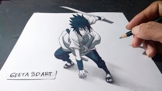 Menggambar ilusi 3D Sasuke