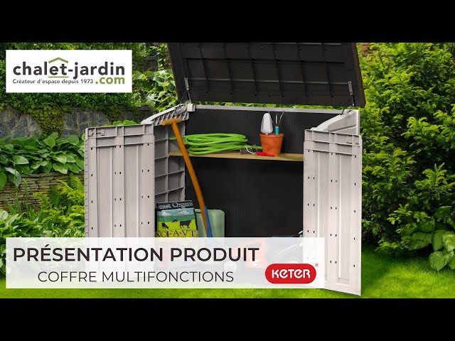 Coffre de jardin multifonctions en résine 1200L toit plat Keter