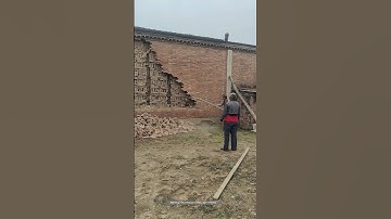 Use A Simple Wood Stick To Demolish Rural Red Bricks Building !