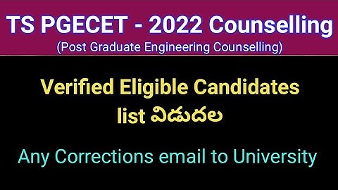 #TS PGECET 2022 Counselling #sampathinformation