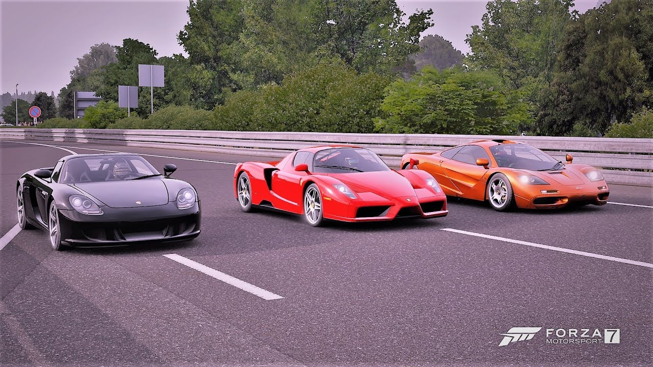 Forza 7 Drag race: Porsche Carrera GT vs Ferrari Enzo vs McLaren F1 -  YouTube