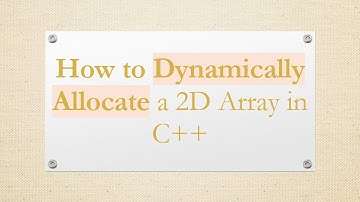 How to Dynamically Allocate a 2D Array in C++