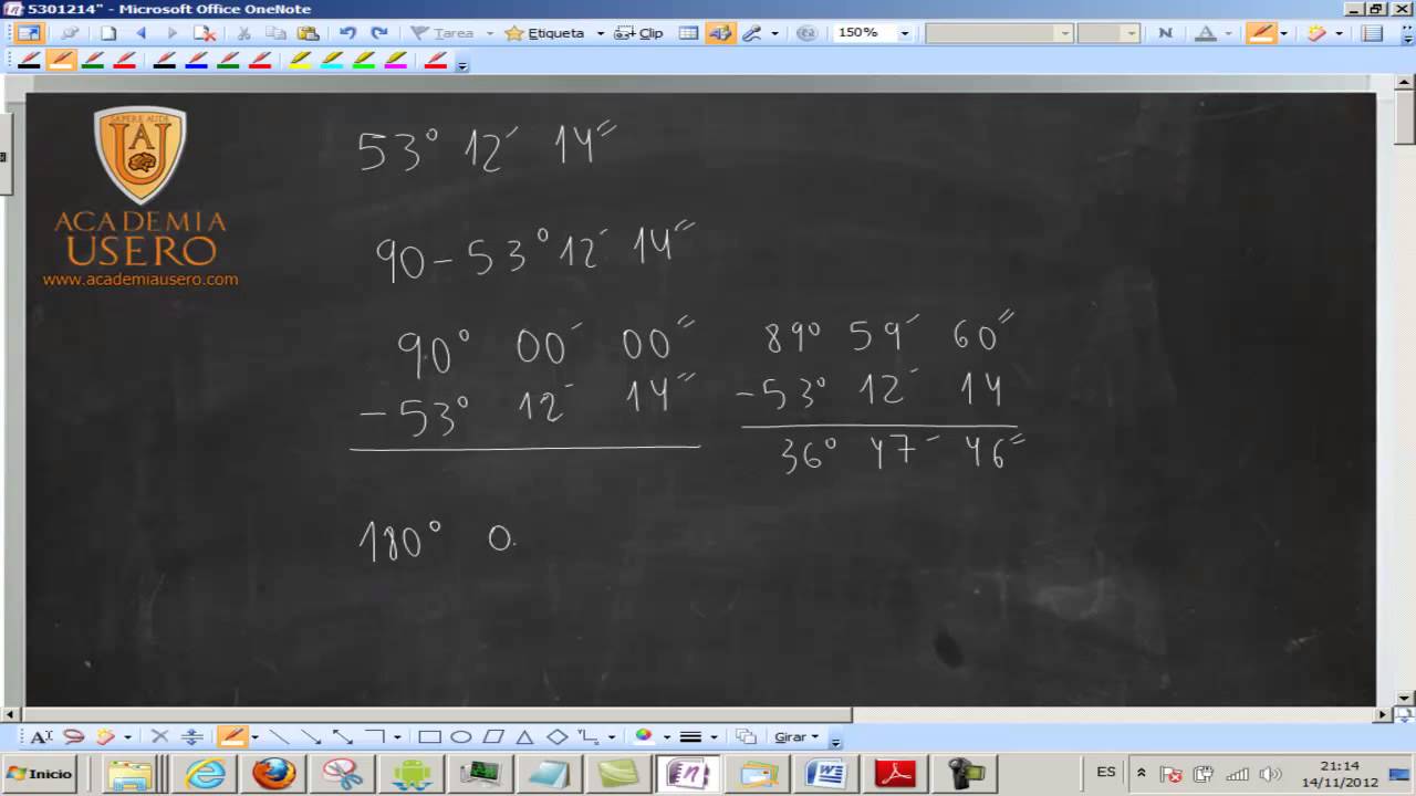 Calcular ángulo complementario y suplementario UD01 Matemáticas Magisterio  Academia Usero - YouTube