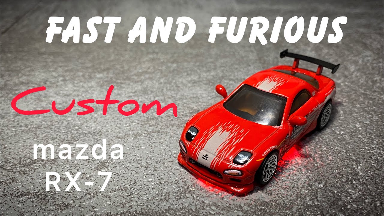 Fast and Furious Hot Wheels 1:64 Dominic mazda RX7 Custom LED Lighting