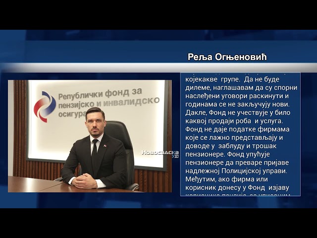 Ognjenović odgovorio Udruženju sindikata penzionisanih vojnih lica