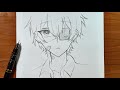 Easy drawing | how to draw anime boy with one eye step-by-step easy for beginners