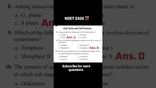 NEET PYQ | NEET2026 | NEET MCQ| CELL DIVISION |