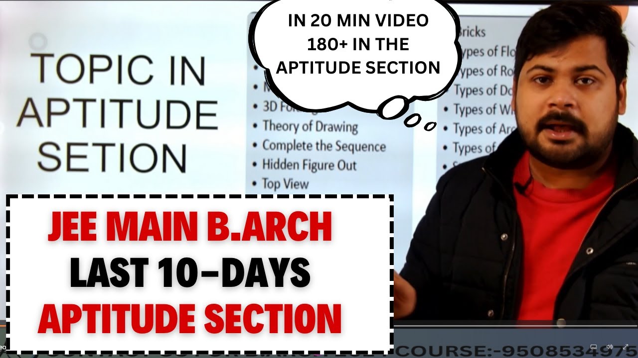 In 20 min video 180+ in aptitude section jee main b.arch All about
