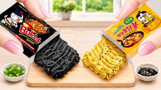 Extreme Korean Spicy Ramen 🍜🔥 Black & Red Noodles Challenge | Crazy Spicy Mini