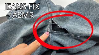Denim Repair ASMR | Sewing Fix Sounds | No Talking — Fixing a Hole (#01)