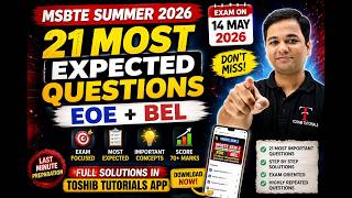 MSBTE | EOE + BEL Important Questions 2026 | 21 Most Expected Questions with Model Solution |