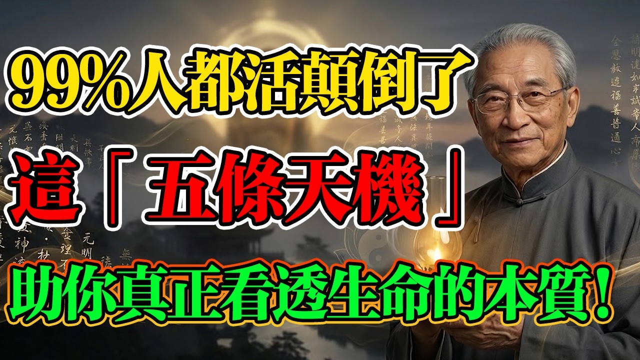 南懷瑾：99%的人都活顛倒了！生命的本質應該是輕鬆快樂的，看透這五條天機，不出三個月徹底脫胎換骨！#能量 #業力 #提升 #靈魂 #財富 #認知覺醒 #南懷瑾 #人生修行 #因果業力 #借假修真