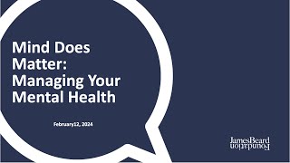 JBF Winter Wellness Series - Mind Does Matter: Managing Your Mental Health