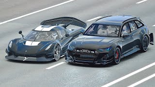 Audi Gt - Rs6 2021 Vs Koenigsegg Jesko - Drag Race 20 Km