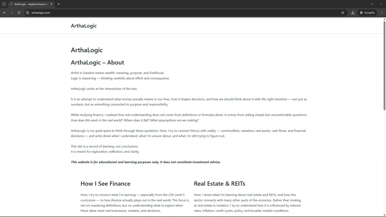 Why YARTHAlogic exists | Learning finance outside the echo chamber