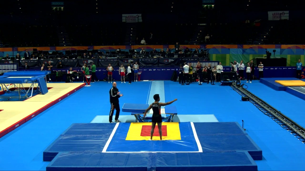 Youtube video: de WOLFF Guitho (NED)_M_2023 Trampoline Worlds_Qualification_Double Mini_R2