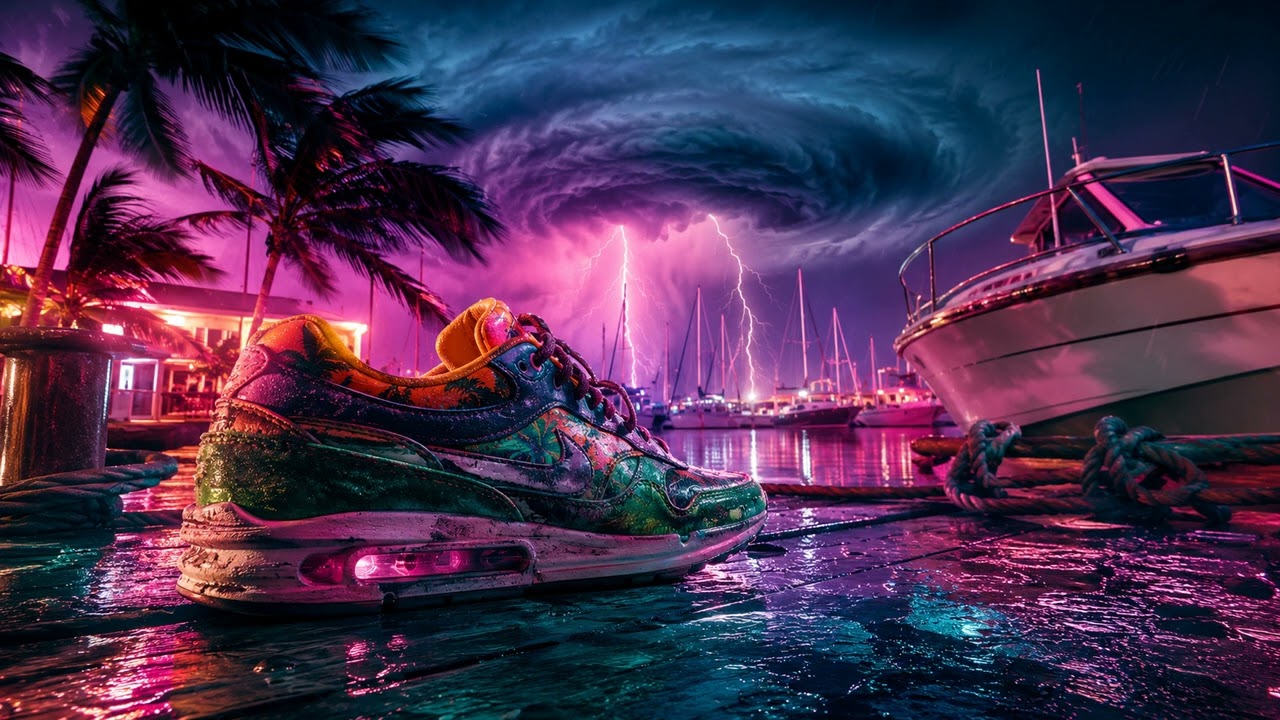 Hurricane Sneakers In The Neon Marina | Tropical Reggae Stormwave
