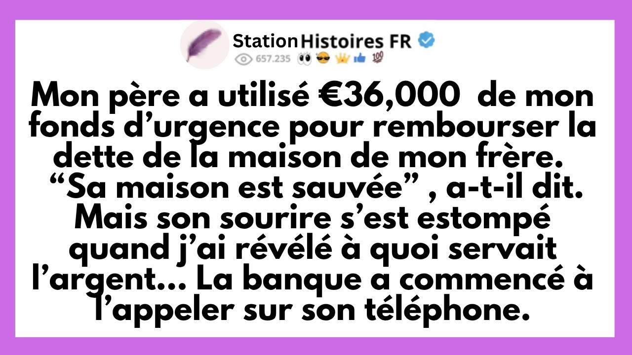 J'étais en réunion quand mon téléphone a vibré. Le nom de mon père s'est affiché. « Ma chérie, j'ai une bonne nouvelle. La maison de Stefan est sauvée. » J'ai eu la nausée. Stefan, le frère qui...