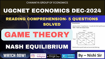 Game Theory| Nash Equilibrium| SOLVED| UGCNET ECONOMICS DEC-2024|