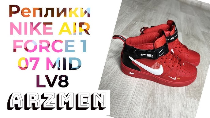 Nike Air Force 1 '07 LV8 Mid Sneakers in Red and Black