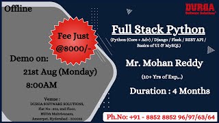 FULL STACK PYTHON Offline Training @ DURGASOFT