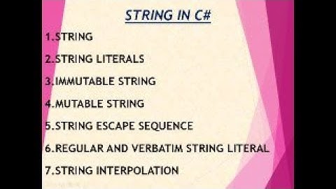 String Concepts in C# Tamil