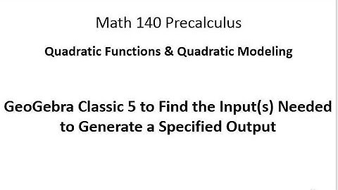 Using GeoGebra Classic 5 to Determine the Inputs Needed to Generate a Specified Output Value