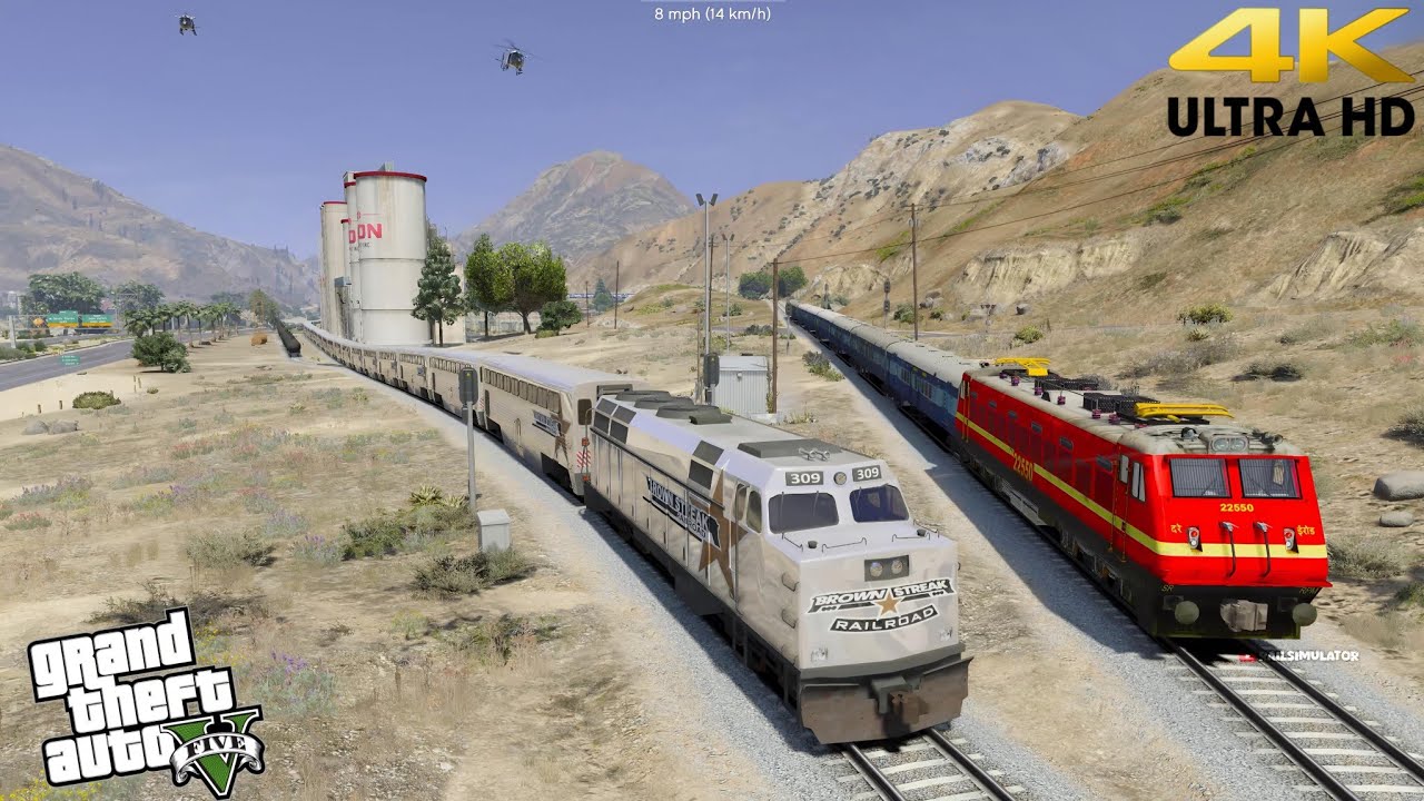 Auto V's Train Brown Streak Train Meets Indian Passenger Train - Grand Theft Auto V ...