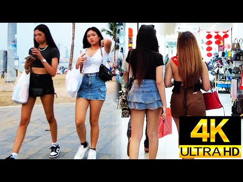 Pattaya 4K Walk Soi Chaiyapoon, Soi Diana, Beach Road, Beautiful Evenig time. Feb 2024.