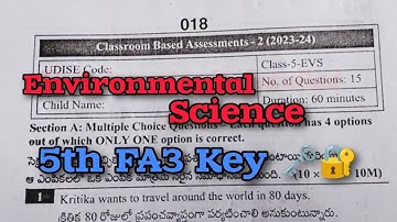 5th FA-3 💯 EVS full Question Paper Key🗝️2023-2024 | 💯FA-3 Class 5th EVS Question Paper #fa3EVS #fa3