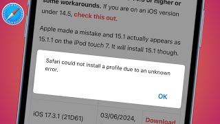 Safari Could not install a profile due to an unknown error in iPhone iPad Problem Fix