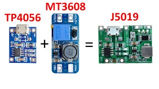 Повышающий DC DC преобразователь MT3608 с модулем заряда TP4056 на одной плате J5019