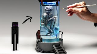 How To Make Realistic MINECRAFT Enderman In the Laboratory Bio-Tank Diorama / Polymer Clay