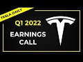 Tesla Q1 Earnings Call 2022 (TSLA)