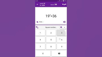 Math Tricks - Training mode - square numbers between 10 and 19 - level 037 (Number Keyboard)