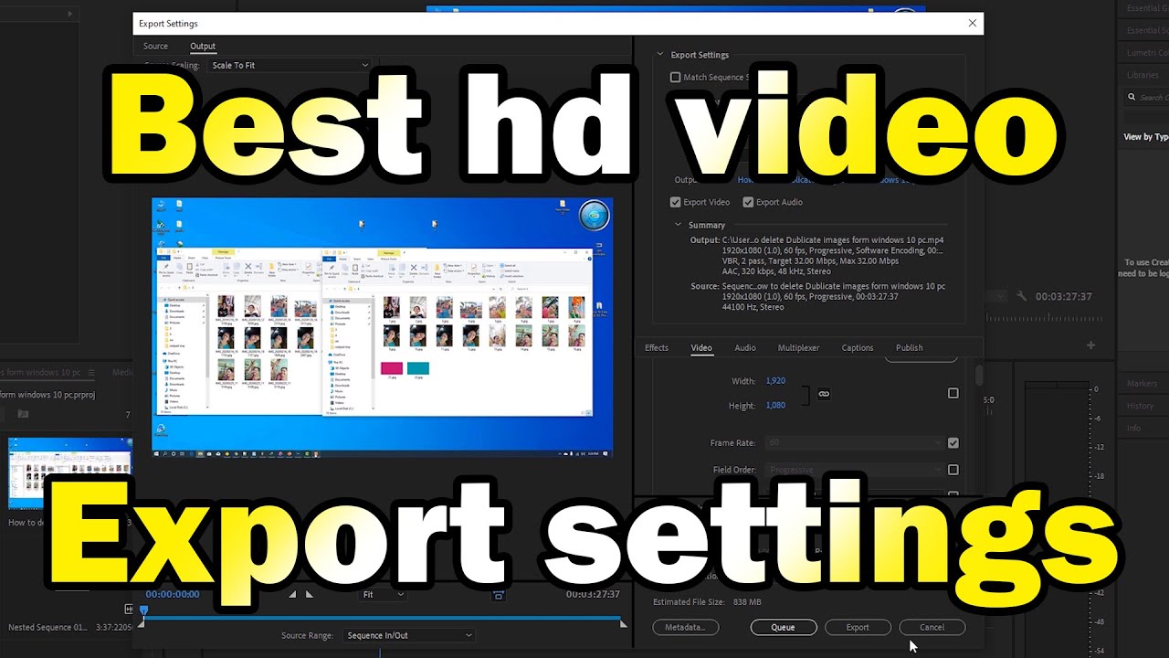 Adobe Premiere pro best Hd video Export settings for YouTube YouTube