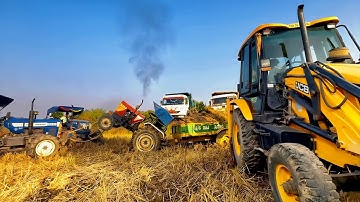 Full Load Sonalika 4x4 & Eicher 242 Stuck Deep… JCB & Swaraj Attempt the Impossible