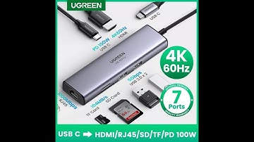 Hub USB Type C 7 trong 1 Ugreen 60515, hỗ trợ HDMI 4K@60Hz + USB + LAN Gigabit + SD/ TF + PD100W