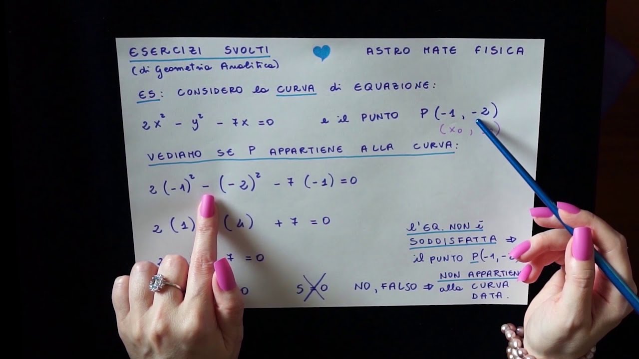 Come scoprire se un punto appartiene ad una curva data. Esercizi svolti di Geometria Analitica.