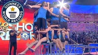Trampoline Team Attempt Amazing Forward Flip Challenge Guinness World Records Youtube