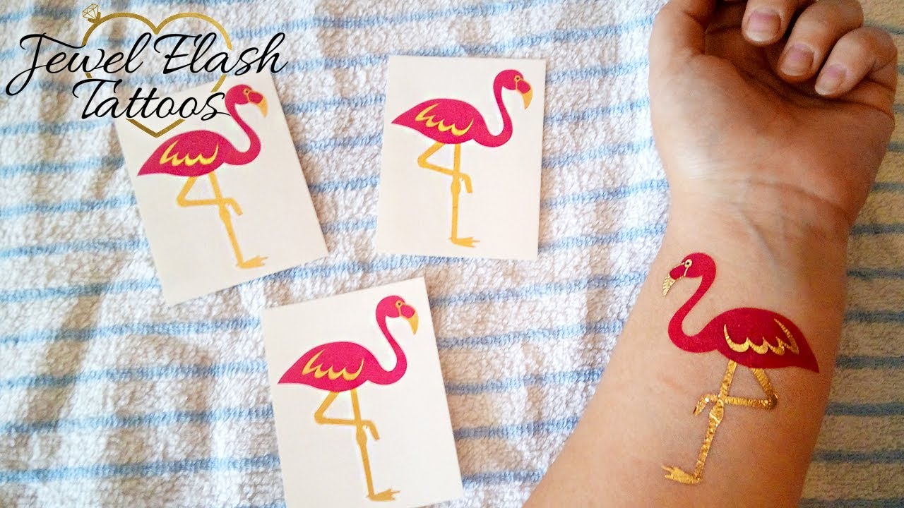 pink flamingo temporary tattoo gold metallic tattoos by jewel pink flamingo temporary tattoo gold metallic tattoos by jewel