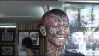 Smile Tattoo Tribal Face tattooing Toung Head Body Art Thailand