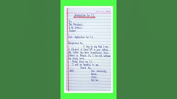 Application for Transfer certificate (T.C) in English // How to write Application for t.c. in school
