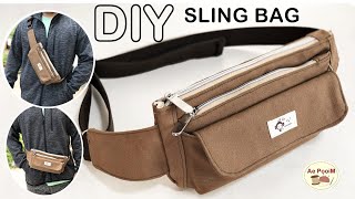 DIY SLING BAG, FANNY  PACK | วิธีการทำกระเป๋าคาดหน้าอก และเอว