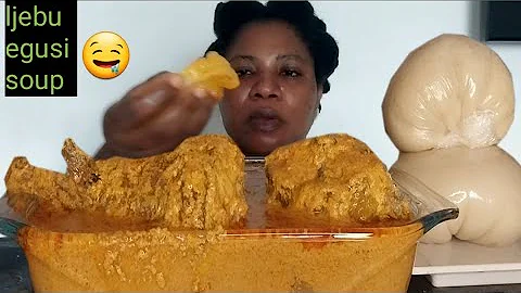 African food mukbang ijebu Egusi soup and fufu eating sound Asmr