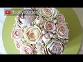 Beautiful Bouquets 4/5: "Bridal silk" domed buttercream flower bouquet cake tutorial step by step