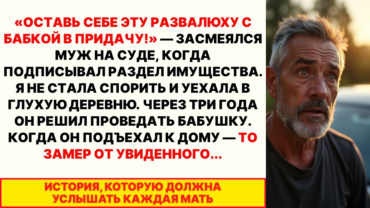 «ОСТАВЬ СЕБЕ ЭТУ РАЗВАЛЮХУ С БАБКОЙ!» — смеялся муж на суде. Через 3 года он приехал и обомлел