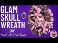 Glam Skull Wreath | Pink &amp; Black Halloween Decor | DIY Gothic Wreath Tutorial | Oval Board Base