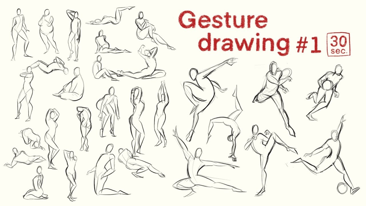 Gesture drawing practice - Time lapse #1 (30 sec.) - YouTube
